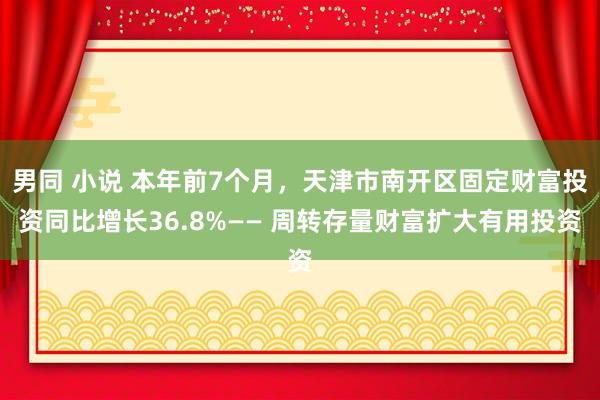 男同 小说 本年前7个月，天津市南开区固定财富投资同比增长36.8%—— 周转存量财富扩大有用投资