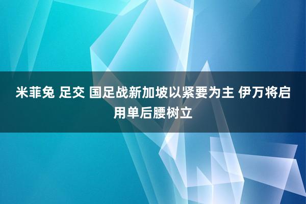 米菲兔 足交 国足战新加坡以紧要为主 伊万将启用单后腰树立