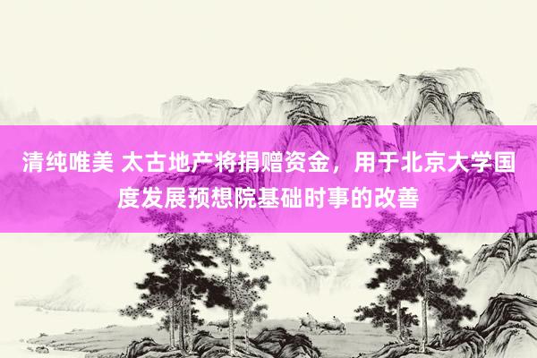 清纯唯美 太古地产将捐赠资金，用于北京大学国度发展预想院基础时事的改善