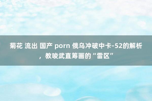 菊花 流出 国产 porn 俄乌冲破中卡-52的解析，教唆武直筹画的“雷区”