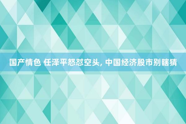 国产情色 任泽平怒怼空头， 中国经济股市别瞎猜