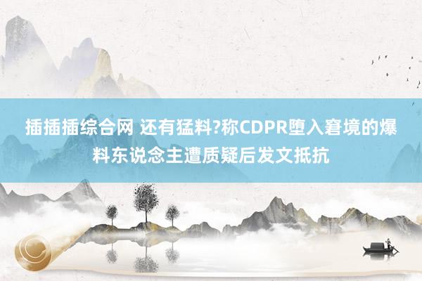 插插插综合网 还有猛料?称CDPR堕入窘境的爆料东说念主遭质疑后发文抵抗