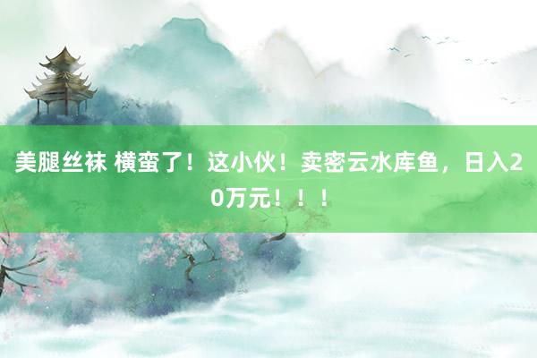 美腿丝袜 横蛮了！这小伙！卖密云水库鱼，日入20万元！！！