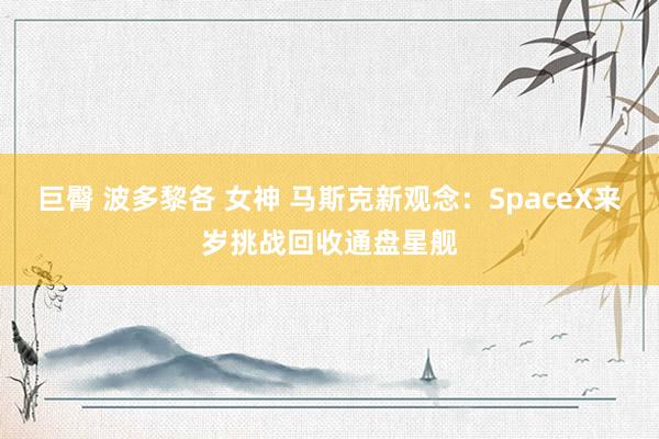 巨臀 波多黎各 女神 马斯克新观念：SpaceX来岁挑战回收通盘星舰