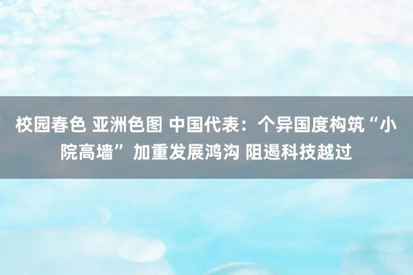 校园春色 亚洲色图 中国代表：个异国度构筑“小院高墙” 加重发展鸿沟 阻遏科技越过