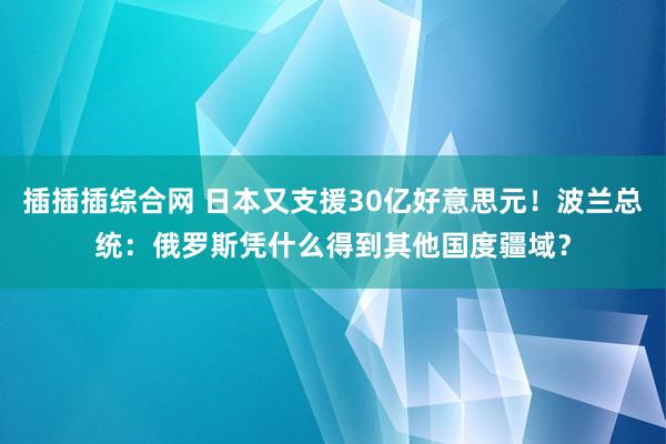 插插插综合网 日本又支援30亿好意思元！波兰总统：俄罗斯凭什么得到其他国度疆域？