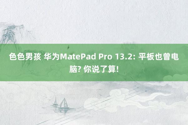 色色男孩 华为MatePad Pro 13.2: 平板也曾电脑? 你说了算!