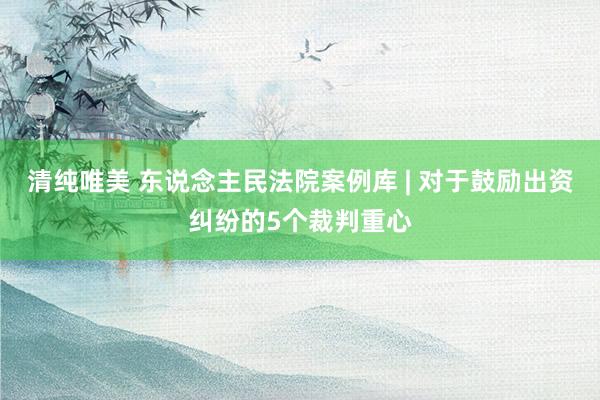 清纯唯美 东说念主民法院案例库 | 对于鼓励出资纠纷的5个裁判重心