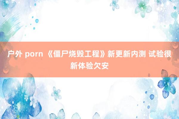 户外 porn 《僵尸烧毁工程》新更新内测 试验很新体验欠安