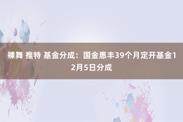 裸舞 推特 基金分成：国金惠丰39个月定开基金12月5日分成