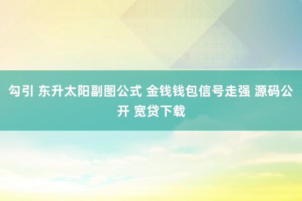 勾引 东升太阳副图公式 金钱钱包信号走强 源码公开 宽贷下载