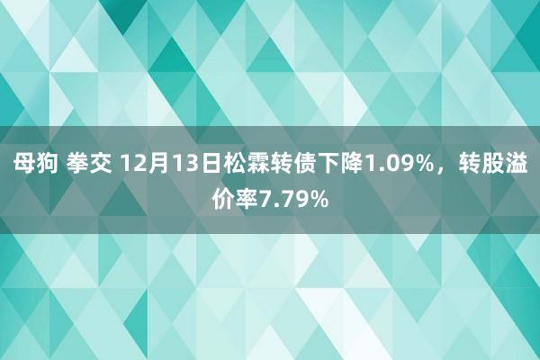 母狗 拳交 12月13日松霖转债下降1.09%，转股溢价率7.79%