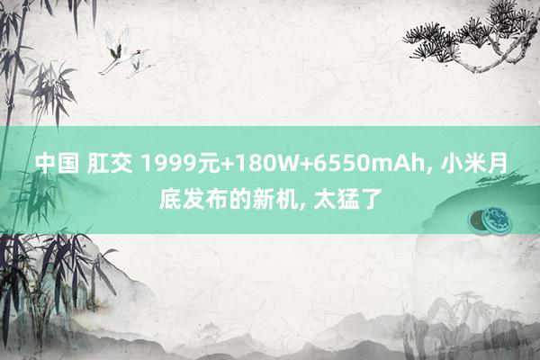 中国 肛交 1999元+180W+6550mAh， 小米月底发布的新机， 太猛了