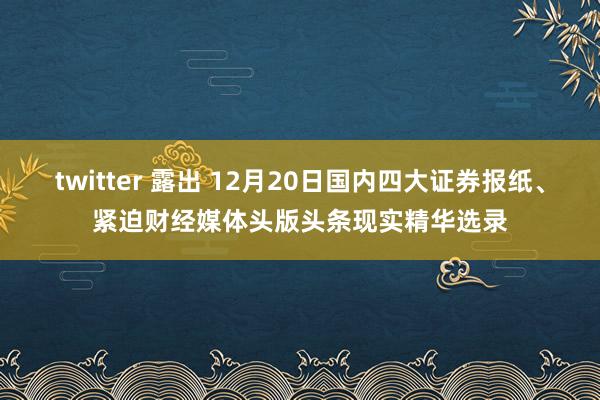 twitter 露出 12月20日国内四大证券报纸、紧迫财经媒体头版头条现实精华选录