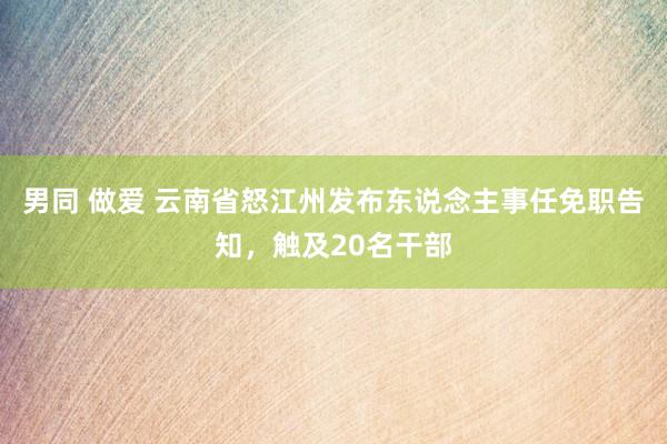 男同 做爱 云南省怒江州发布东说念主事任免职告知，触及20名干部