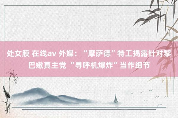 处女膜 在线av 外媒：“摩萨德”特工揭露针对黎巴嫩真主党 “寻呼机爆炸”当作细节