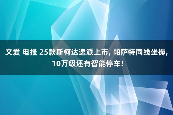 文爱 电报 25款斯柯达速派上市， 帕萨特同线坐褥， 10万级还有智能停车!