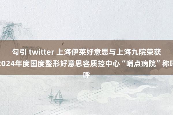 勾引 twitter 上海伊莱好意思与上海九院荣获2024年度国度整形好意思容质控中心“哨点病院”称呼