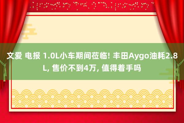 文爱 电报 1.0L小车期间莅临! 丰田Aygo油耗2.8L， 售价不到4万， 值得着手吗