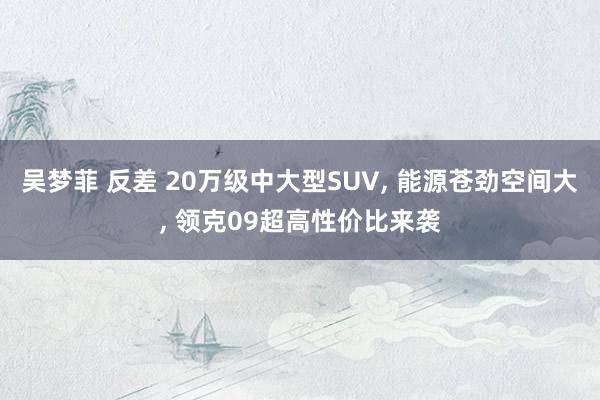 吴梦菲 反差 20万级中大型SUV， 能源苍劲空间大， 领克09超高性价比来袭