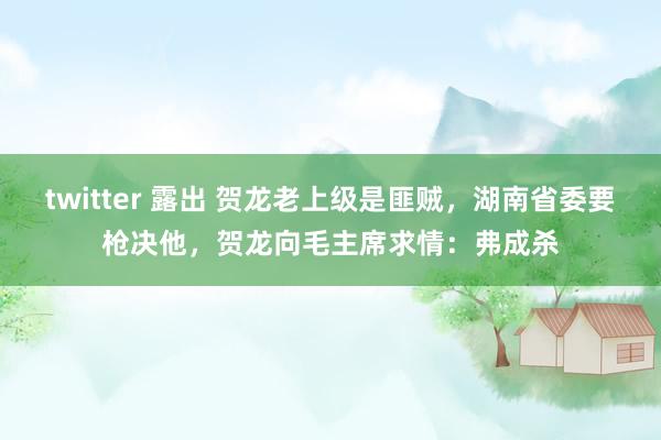 twitter 露出 贺龙老上级是匪贼，湖南省委要枪决他，贺龙向毛主席求情：弗成杀