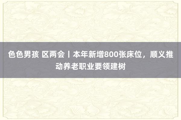 色色男孩 区两会丨本年新增800张床位，顺义推动养老职业要领建树