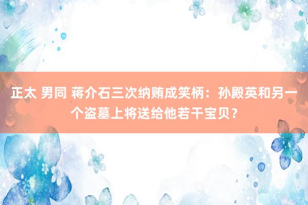 正太 男同 蒋介石三次纳贿成笑柄：孙殿英和另一个盗墓上将送给他若干宝贝？