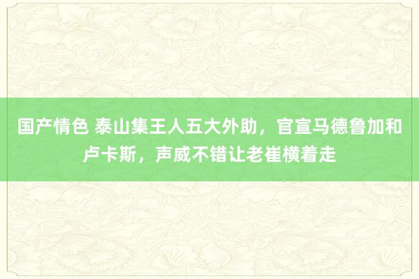 国产情色 泰山集王人五大外助，官宣马德鲁加和卢卡斯，声威不错让老崔横着走