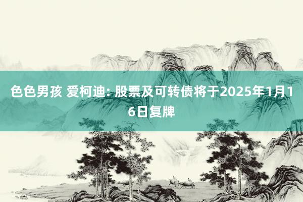 色色男孩 爱柯迪: 股票及可转债将于2025年1月16日复牌