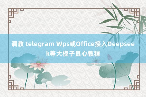 调教 telegram Wps或Office接入Deepseek等大模子良心教程